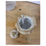 Vintage Porcelain Figurines, Glass Bowl & Occupied Japan Jar (Lot of 5)