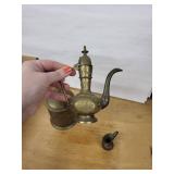 Brass Oil Lamp Set - World Gifts India - 3-Piece Engraved Floral Decor