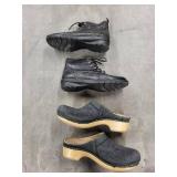 Dansko Grey Felt Slip-On Mules & Black Leather Lace-Up Boots - size 6