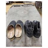 Dansko Grey Felt Slip-On Mules & Black Leather Lace-Up Boots - size 6