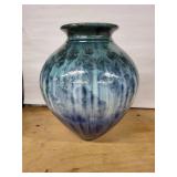 Flambeaux Art Pottery Vase - Blue Drip Glaze, 13in Tall, Handcrafted Studio Piece