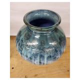 Flambeaux Art Pottery Vase - Blue Drip Glaze, 13in Tall, Handcrafted Studio Piece