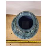 Flambeaux Art Pottery Vase - Blue Drip Glaze, 13in Tall, Handcrafted Studio Piece