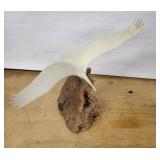 White Seagull Resin Sculpture on Rock Base - Flying Bird Home Decor