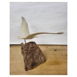 White Seagull Resin Sculpture on Rock Base - Flying Bird Home Decor