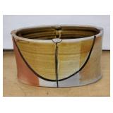 Mid-Century Modern Ceramic Planter Vase with Abstract Glaze and Rim Medallions