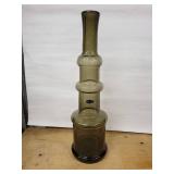 Bischoff Hand Crafted Glass Sculpture - Amber Tall Glass Artwork with Stacked Rings