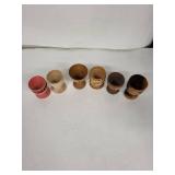 Vintage German Wooden Hand-Painted Egg Cups (Lot of 6)