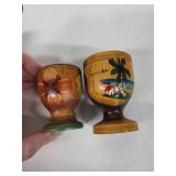 Vintage German Wooden Hand-Painted Egg Cups (Lot of 6)