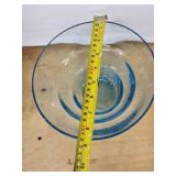 Kosta Boda Blue Glass Bowl - Handmade, 9-10 in Diameter