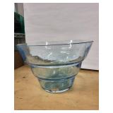 Kosta Boda Blue Glass Bowl - Handmade, 9-10 in Diameter