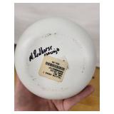 White Ceramic Vase with Abstract Gray Tribal Figures