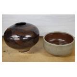 Charles Halling Studio Pottery Ceramic Vase & Bowl Set - Signed HALLING