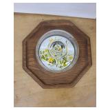 Goodwood Floral Plate Under Glass Cloche on Octagonal Wood Stand - Made in Japan