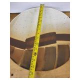 Charles Halling Pottery Wall-Hanging Plate - Speckled Cream with Brown Stripe - 15 in Diameter