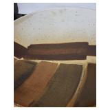 Charles Halling Pottery Wall-Hanging Plate - Speckled Cream with Brown Stripe - 15 in Diameter