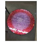 Round Mosaic Tile Table - Purple/Pink Gradient Top, Black Metal Tripod Base
