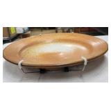 Charles Halling Pottery Plate - Speckled Orange-Brown Glaze, 12in Diameter