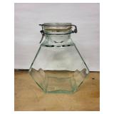 Hermetic Glass Jar with Clamp Lid - Square Vintage Storage Bottle