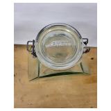 Hermetic Glass Jar with Clamp Lid - Square Vintage Storage Bottle