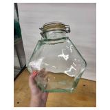 Hermetic Glass Jar with Clamp Lid - Square Vintage Storage Bottle