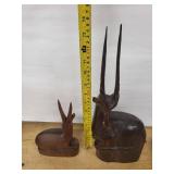 Antelope Wood Carvings - Pair of Hand-Carved Sculptures