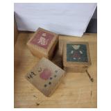 Vintage Wooden Alphabet Blocks A B C with Dog Figurines
