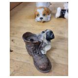 Vintage Wooden Alphabet Blocks A B C with Dog Figurines