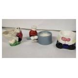 Vintage Ceramic Egg Cups - 3-Piece Set with Whimsical Figures, England