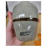 Vase from Cozumel Mexico with Sun Face Motif & Orange Dreamcatcher