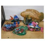 Cancun ceramic Mexican Hand-Painted Fish Sculptures