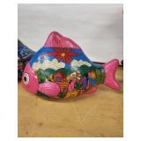 Cancun ceramic Mexican Hand-Painted Fish Sculptures