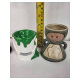 Egg Cups - Vintage Ceramic 5-Piece Set (Green Teapot, Leg Mug, Red Barrel, Green Drip, Flower Figurine)