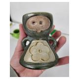 Egg Cups - Vintage Ceramic 5-Piece Set (Green Teapot, Leg Mug, Red Barrel, Green Drip, Flower Figurine)