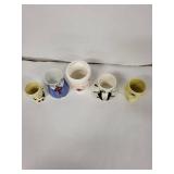 Vintage Ceramic Egg Cups - Assorted Cartoon Faces (Lot of 5)