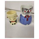Vintage Ceramic Egg Cups - Assorted Cartoon Faces (Lot of 5)