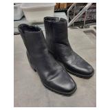 Black Leather Ankle Boots - US 6.5 / EU 37, M width - Side Zippers, Lug Sole
