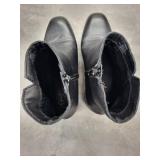 Black Leather Ankle Boots - US 6.5 / EU 37, M width - Side Zippers, Lug Sole