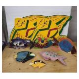 Wooden Fish Wall Art Set - Hand-Painted Tropical Ocean Theme - Assorted Pieces