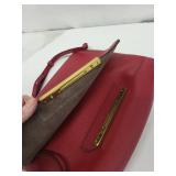 J.Crew Red Leather Crossbody Bag with Gold-Tone Bar - Adjustable Strap