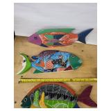 Fish Wall Art Set - Hand-Painted Wooden Decor (Lot of 4)