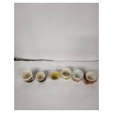 Palissy England Egg Cups - Vintage 6pc Assorted Floral & Cottage Motifs