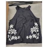 Ann Taylor Petite Palm-Tree Embroidered Top (8P) & Abstract Print Maxi Dress (10P)