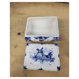Delft Blue & White Delftware Trinket Box, Oval Plate & 2 Salt & Pepper Shakers