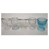 Longaberger Egg Cups - Vintage Clear & Blue Glass Set of 5