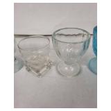 Longaberger Egg Cups - Vintage Clear & Blue Glass Set of 5
