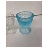 Longaberger Egg Cups - Vintage Clear & Blue Glass Set of 5