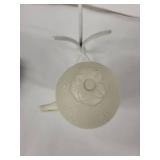 Vintage Floral Embossed Egg Cup with Lid - Ivory Ceramic, 6 in Tall
