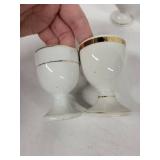Dunn Bennett Co. Egg Cups - Vintage White with Gold Rim (Lot of 8)