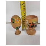 Craft Originals Vintage Wooden Hand Painted Egg Cups (Lot of 5)